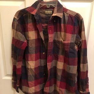 red and gray button down flannel